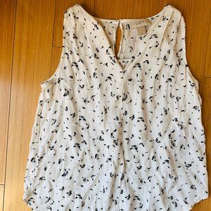 Loft White/Black Small Floral Sleeveless Sz: SP
